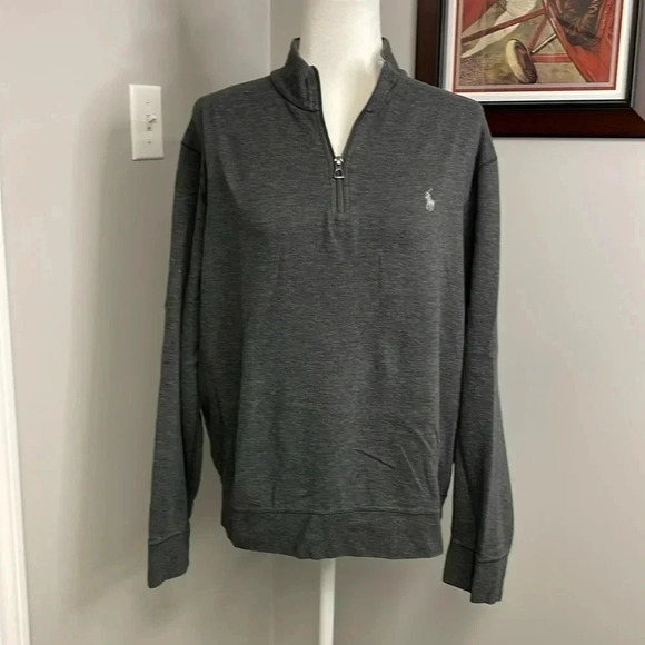 Polo Ralph Lauren Other - Polo by Ralph Lauren Mens L Large gray performance cotton blend 1/4 zip sweater